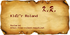 Klár Roland névjegykártya